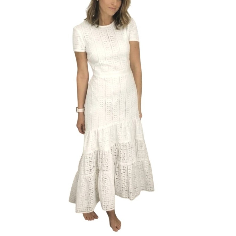 Banana Republic White Eyelet Midi Dress as 0 like new!